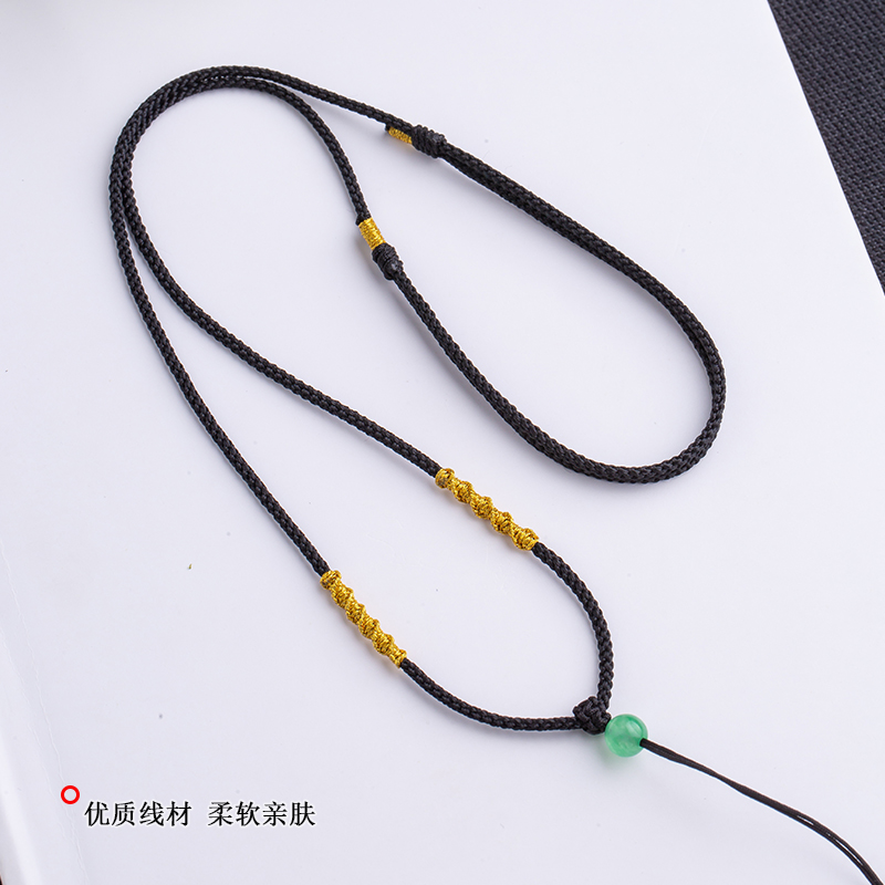 艺楷玉吊坠挂绳挂脖玉佛项链绳可调节高档手工平安扣编绳玉坠翡翠