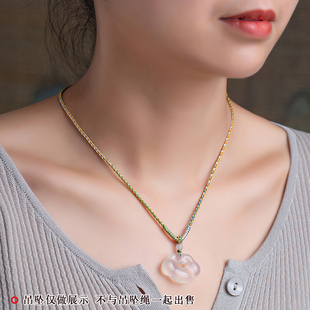 小吊坠珍珠锁骨链黄金足金项链绳高端翡翠吊坠挂绳和田玉石绳子