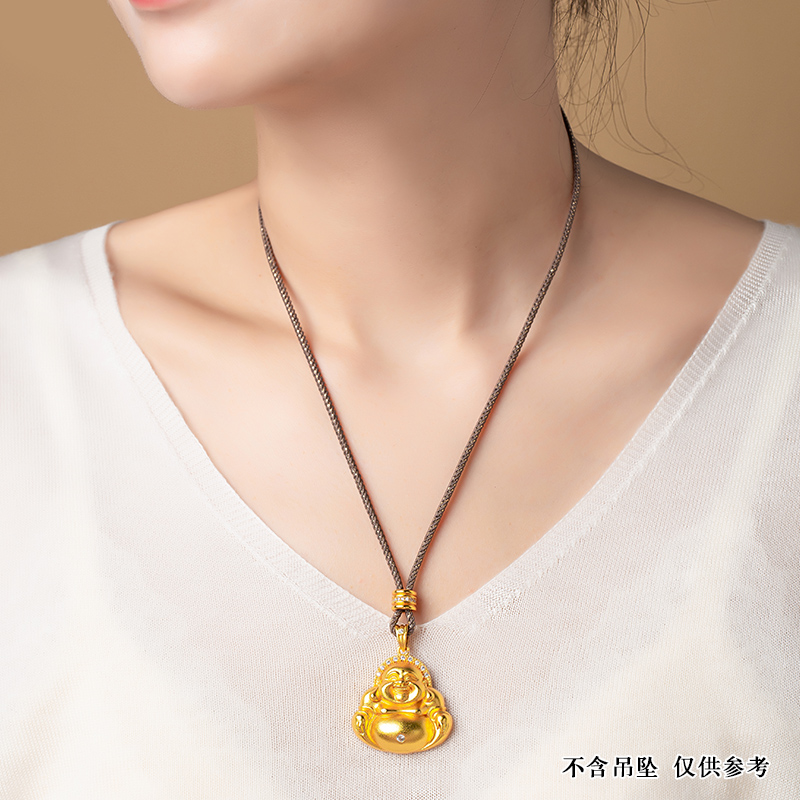 黄金吊坠挂绳坠子编绳男女款