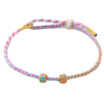 可穿转运珠红绳手链女四股辫编织