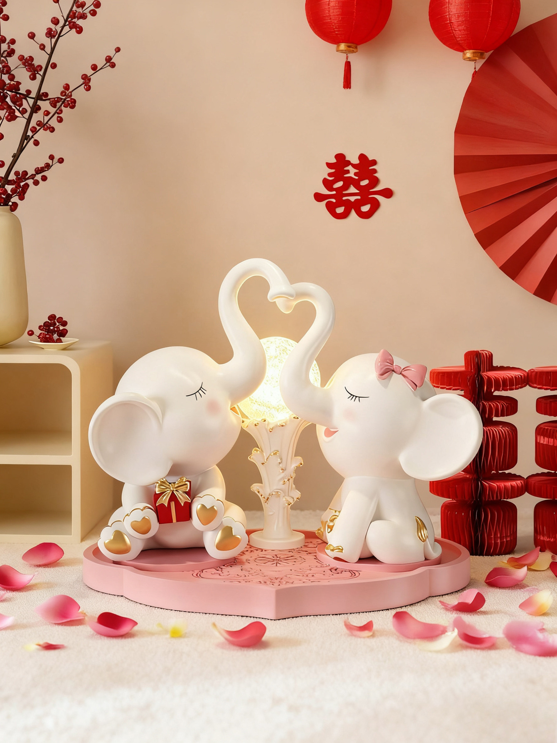 Couple elephant ornaments, a pair of home living room and bedroom moveaway decorations, wedding room arrangement, wedding gifts for newlyweds