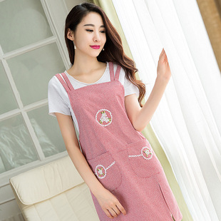 家里家外围裙韩版定做罩衣 成人围腰服务员工作服印LOGO