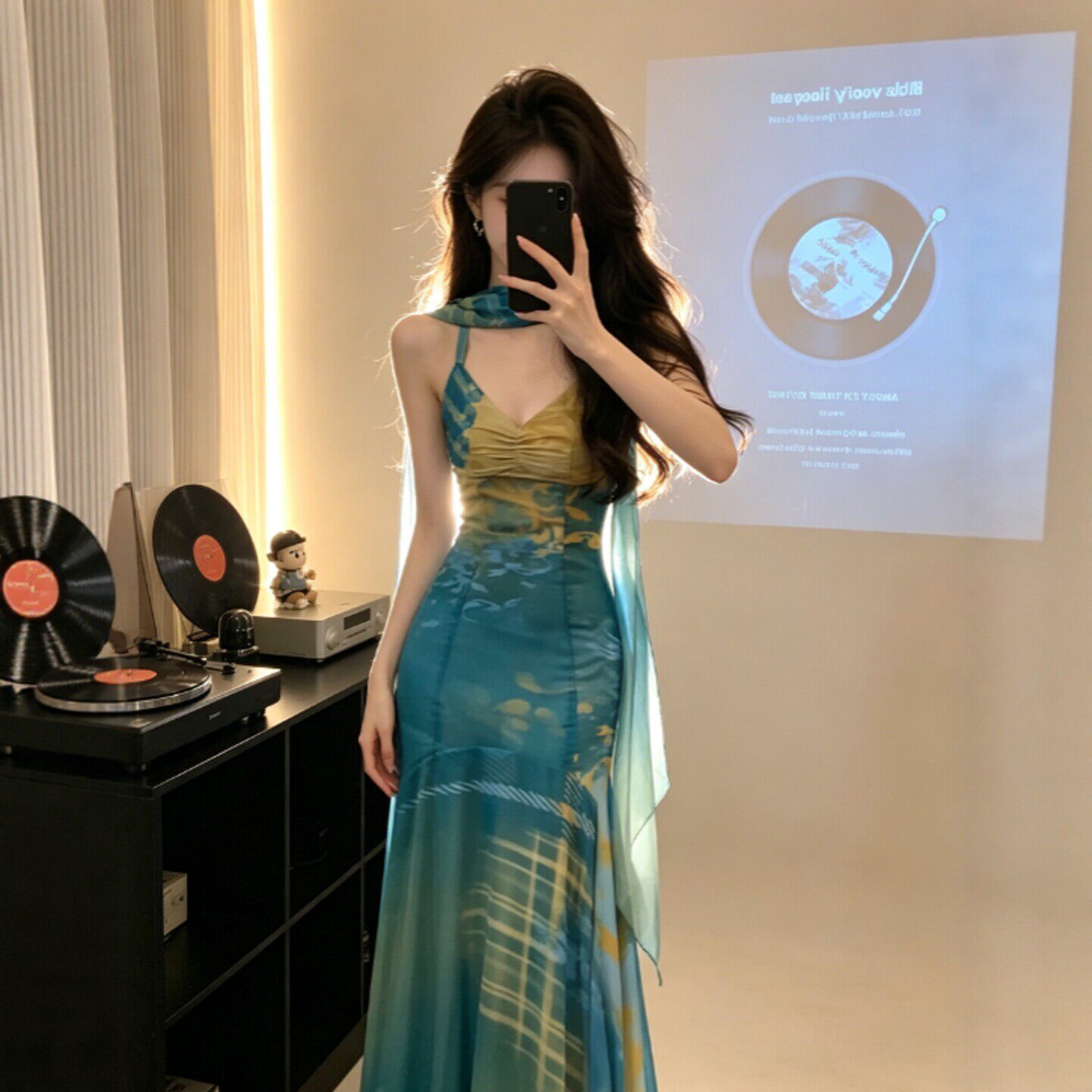 专柜御姐风独特超好看的V领修身包臀连衣裙时尚气质感吊带长裙26