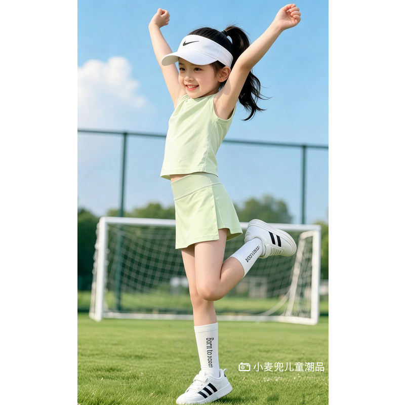 女童夏季运动套装薄款儿童户外网球服2026新款韩版女大童背心裙裤