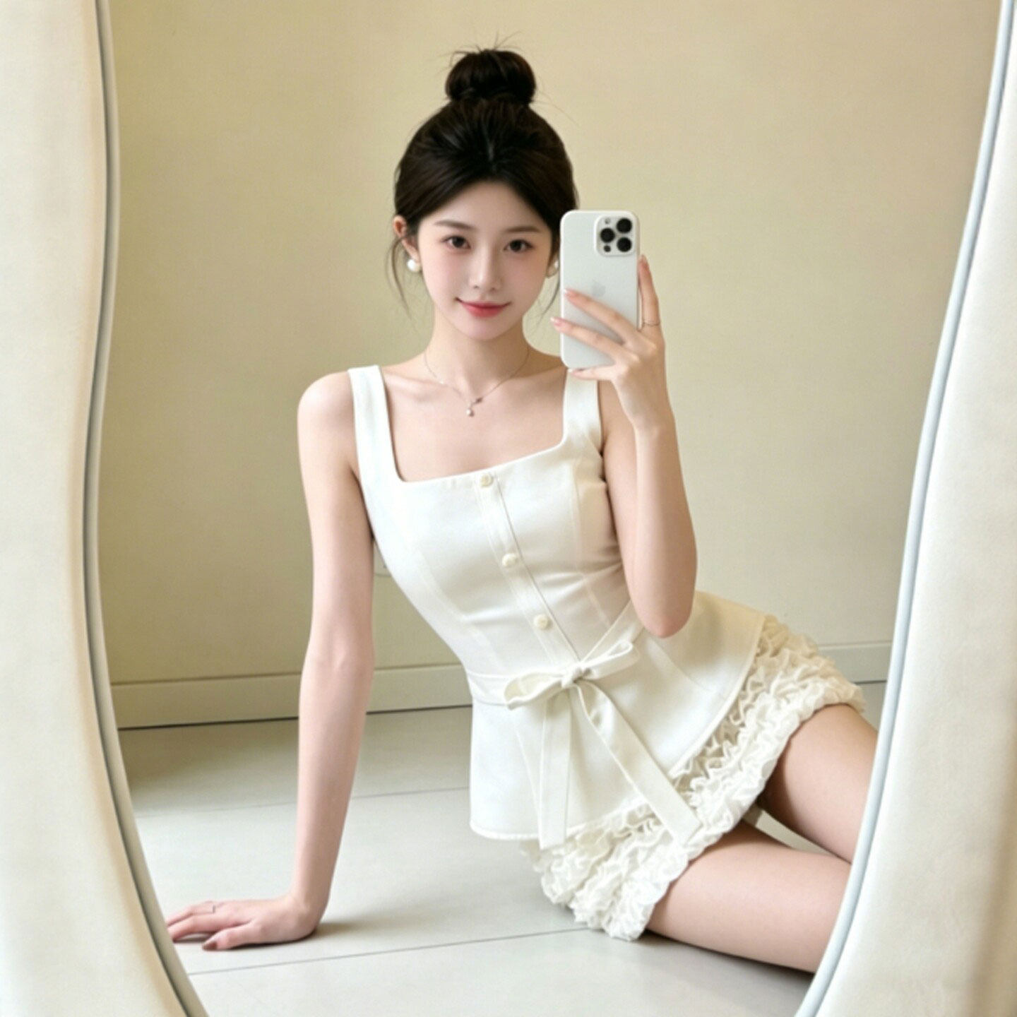 专柜温柔风独特超好看吊带上衣包臀半身裙两件套装一整套穿搭2026