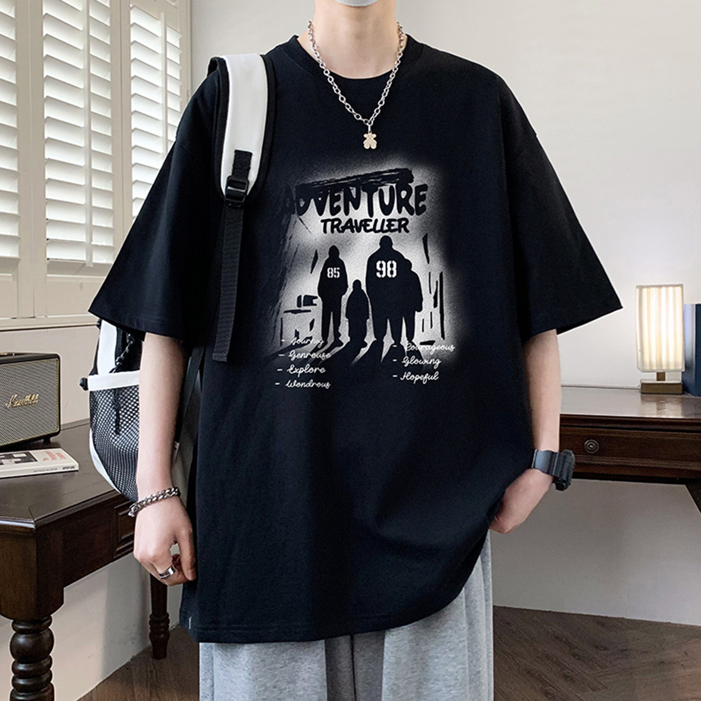 专柜纯棉短袖t恤男夏季薄款宽松美式印花半袖体恤青少年潮流百搭