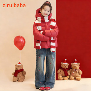 儿童羽绒服超好看冬装2026新款女童洋气红色新年外套小公主拜年服