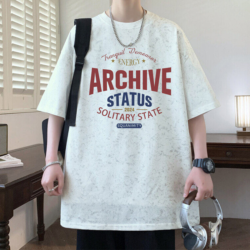 专柜美式印花短袖t恤男夏季新款潮牌宽松落肩袖体恤青少年休闲上