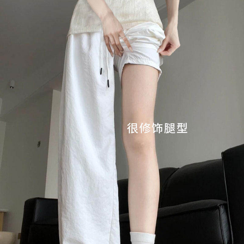 专柜冰丝弯刀裤女夏季薄款2025新款小个子显瘦运动速干垂感山本阔