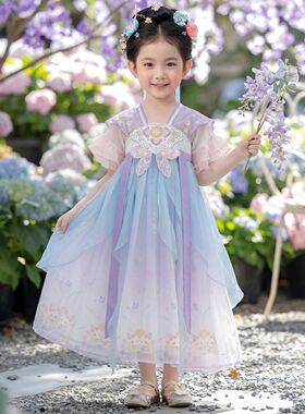 汉服女童夏季2026新款儿童国风小女孩古风超仙紫色古装公主连衣裙