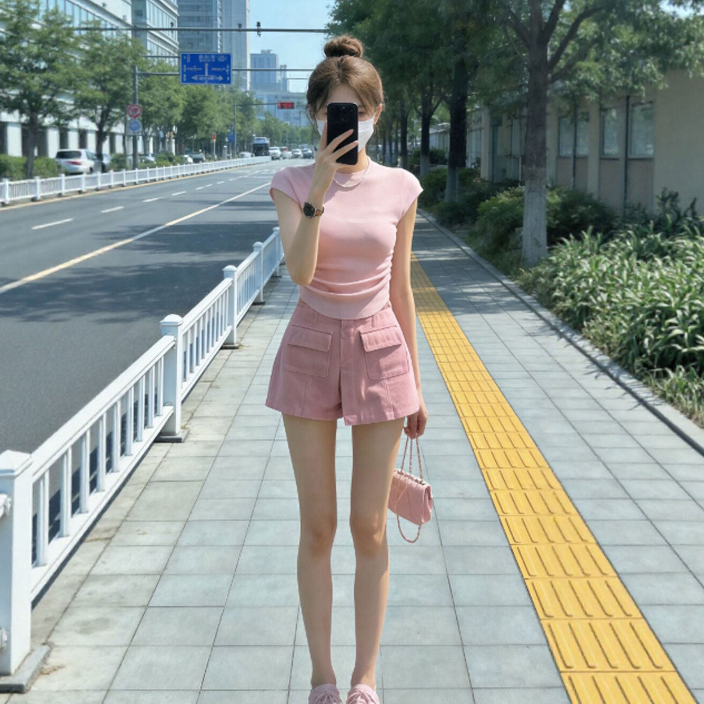 专柜减龄一整套ootd穿搭小个子独特超好看上衣短裤两件套装裤2026