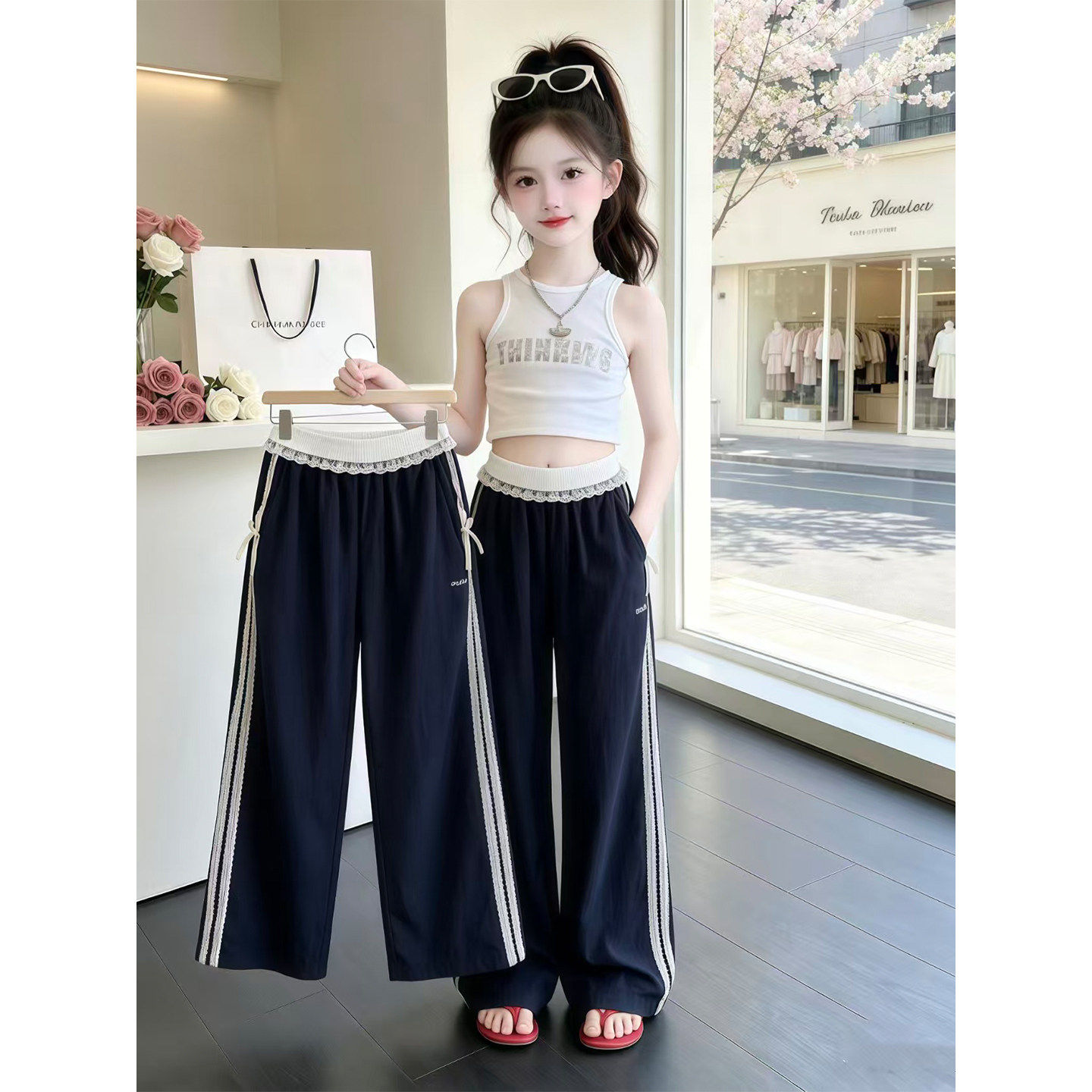 女童裤子夏季2026新款儿童洋气休闲阔腿裤夏装女孩薄款速干山本裤