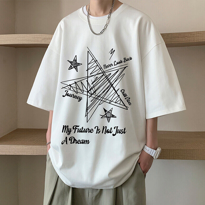 专柜短袖T恤男夏季薄款2025新款潮流圆领休闲上衣服宽松纯棉男生
