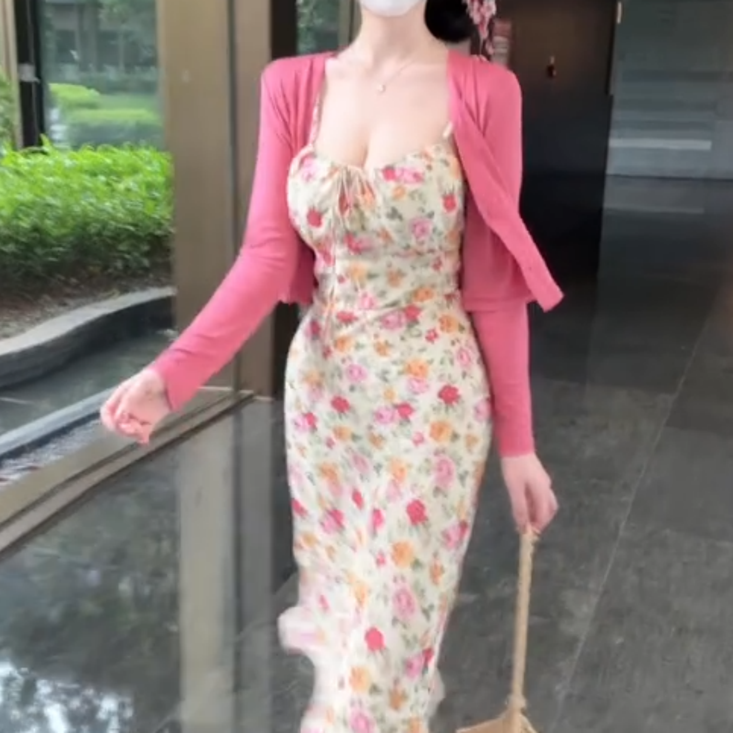 专柜御姐风独特超好看开衫吊带连衣裙两件套绝美修身包臀鱼尾裙26