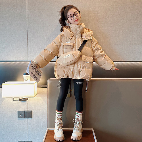 女童羽绒服冬季2025新款儿童女孩秋冬短款加厚棉服冬装白鸭绒外套