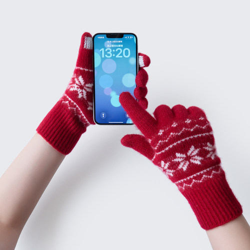 统悦~100%纯山羊绒手套可触屏冬