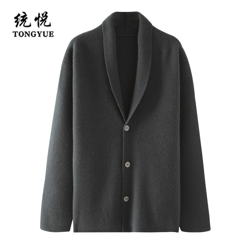 统悦双面羊绒西服外套男100纯山羊绒衫新款休闲呢子高端西装上衣