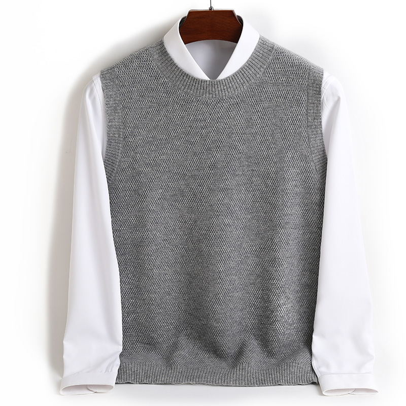 统悦圆领宽松羊绒马甲背心坎肩