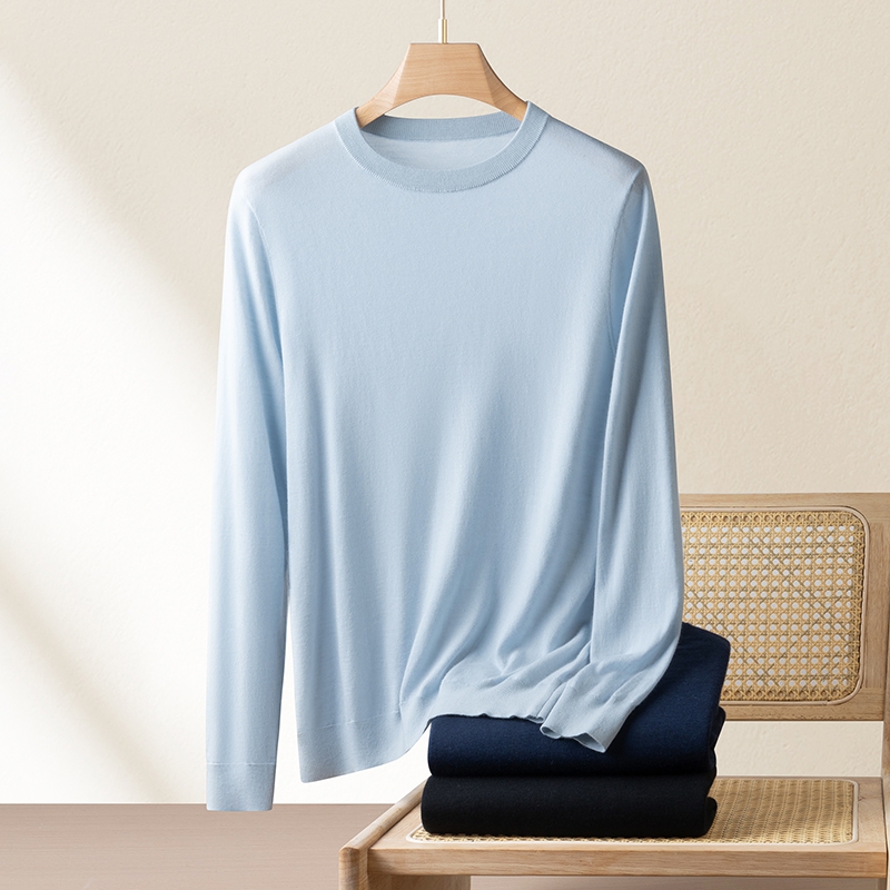 男士68支精纺100%纯山羊绒衫打底