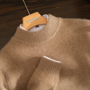 统悦特厚半高领羊绒衫男100纯羊绒冬季针织打底羊毛衫男中领毛衣