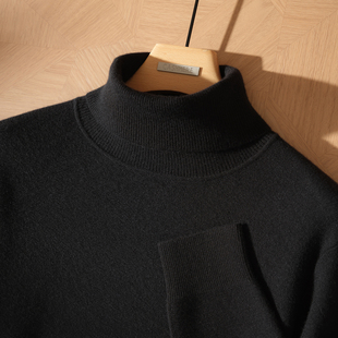 统悦精纺高翻领男士纯山羊绒衫新款冬季高端针织打底加厚长袖毛衣