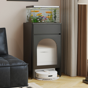 中古风扫地机器人置物柜架客厅鱼缸柜架子基站上方收纳柜沙发边柜