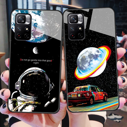 红米note11手机壳redminote11pro十玻璃5G保护硅胶套redmi可爱宇航员por全包防摔小米noto软边硬壳5g男女情侣