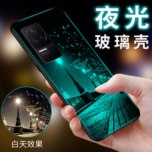 适用于红米 k50手机壳RedmiK50Pro夜光玻璃保护套5G全包防摔22041211AC硅胶软边硬壳22011211C男女k五十p0r新