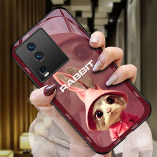 vivoiQOONeo7手机壳IQOONEO6SE玻璃保护套iqooneo3全包防摔iQOOneo5活力版硅胶软边硬壳男女5G可爱青兔V1914A