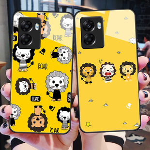 2022玻璃保护套5g硅胶软边硬壳PFTM20全包防摔0ppoa575G萌狮opoop男女情侣卡通 A57新款 OPPOa57 5G手机壳oppo