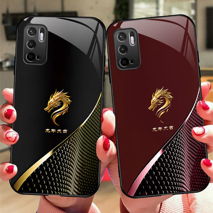 龙年大吉红米Note10手机壳Redminote9 5g玻璃note8防摔保护套7pro硅胶软边硬壳n0te9全包镜头4G男女镜面创意