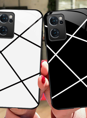 格调OPPOReno7手机壳reno6pro玻璃reno5pro+防摔5G保护套4SE全包镜头PEQM00硅胶软边硬壳PDSM00男女镜面中性