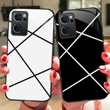 格调OPPOReno7手机壳reno6pro玻璃reno5pro+防摔5G保护套4SE全包镜头PEQM00硅胶软边硬壳PDSM00男女镜面中性