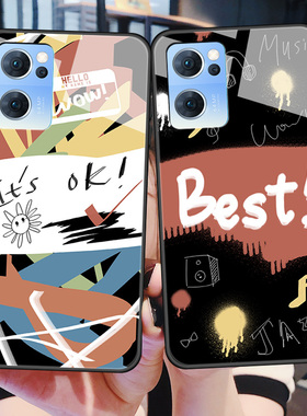 OPPOReno7SE手机壳5G全包防摔oppo玻璃reno7se硅胶软边硬壳rome七es男女opop情侣0pprone7se涂鸦卡通0pp0个性