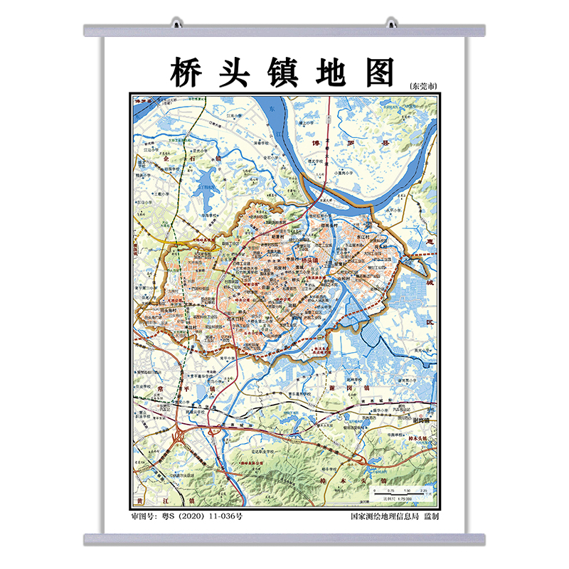 东莞市桥头镇装饰地图2020超高清壁纸83cm大装饰画可定制城市地图
