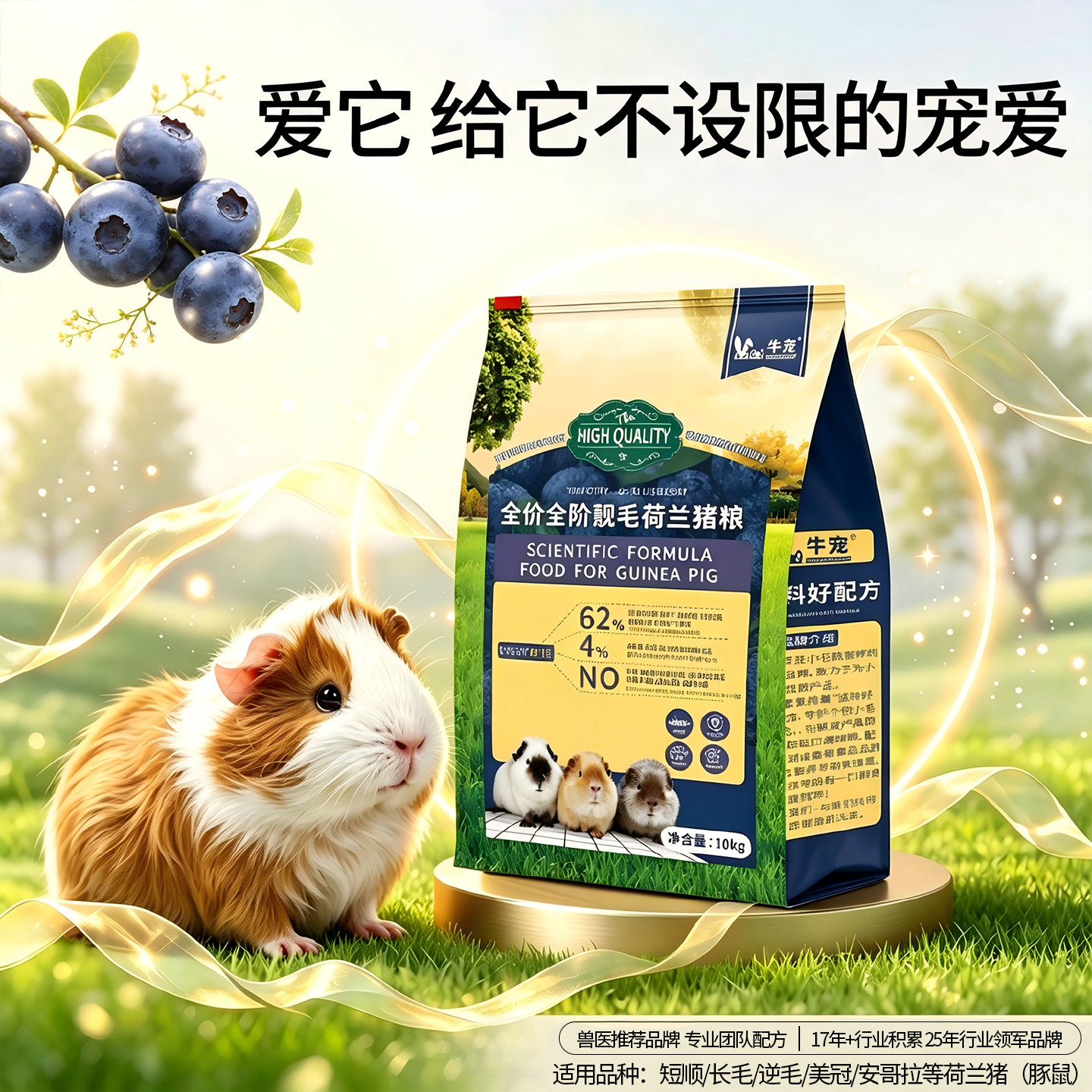 牛宠荷兰猪美毛蓝莓提摩西草主粮图片