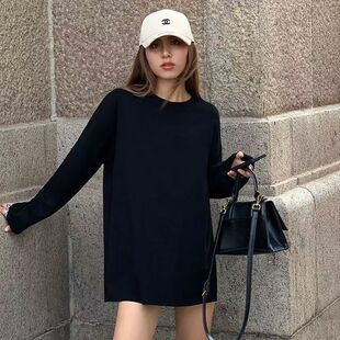 消失中长款 内搭打底衫 长袖 200斤高个子加长版 t恤女遮屁股大码 下装