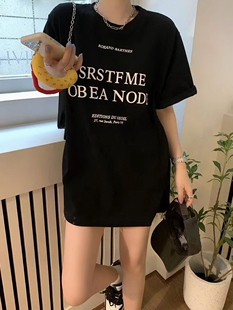 下装消失欧货大版中长款t恤女遮屁股大码高个子加长版T恤裙正肩夏