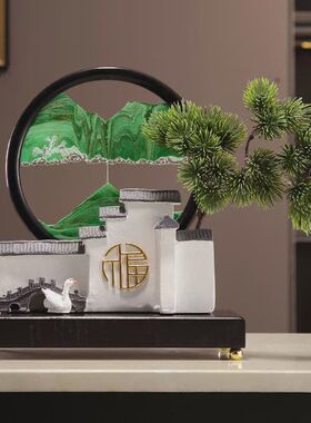 玄关流沙创意画客厅办公室迎客松