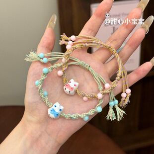 高级感串珠新中式批发手串景德镇饰品手绳爆款陶瓷女小众编织手链