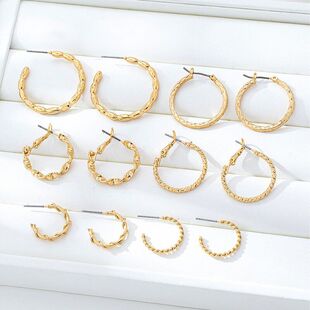 几何时尚18K竹节复古编织气质法式新品一套个性耳环时尚套装