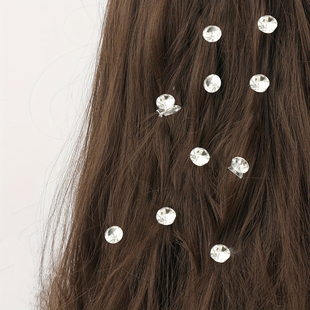 少女森系水钻小发夹小辫子装饰编发水晶闪亮豆豆夹迷你发扣抓夹