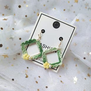 sugar手作 | 钩针编织钩织蕾丝线微钩 | 几何方框框|耳钉耳环耳饰