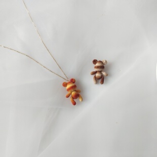 sugar手作 | 钩针编织蕾丝线微钩 |暴力熊小熊|耳环耳线项链吊坠