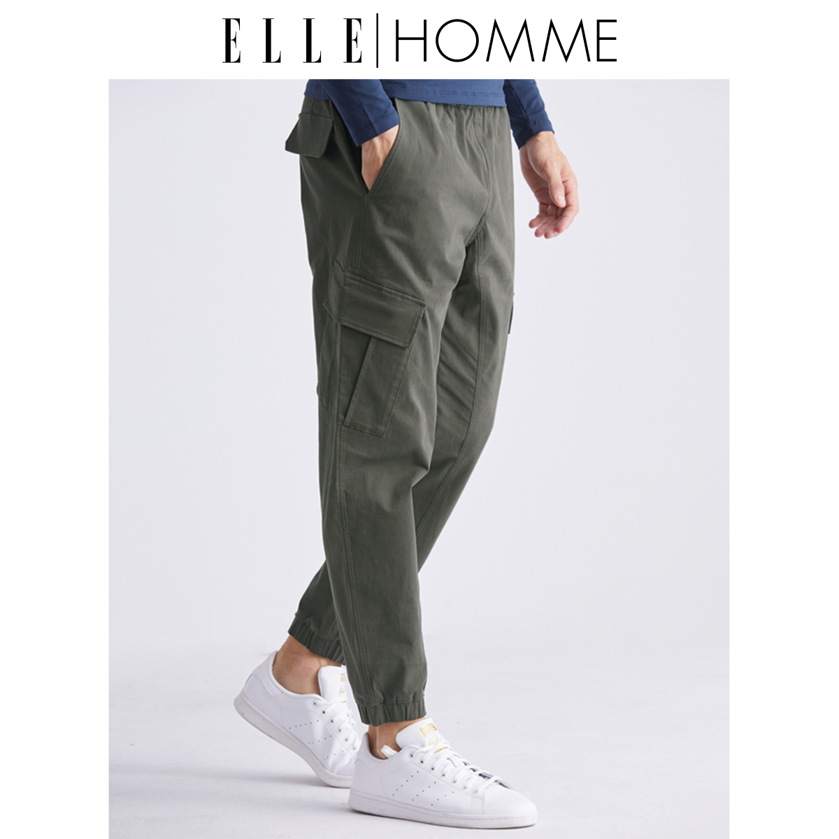 ELLE HOMME新品男士工装裤街头宽松潮流舒适束脚休闲裤