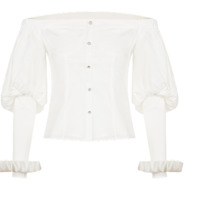 【奥莱】MAXRIENY一字肩吊带雪纺衫秋季上衣女泡泡袖