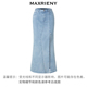 鱼尾版 MAXRIENY经典 型牛仔裙都市率性牛仔开叉半裙 奥莱