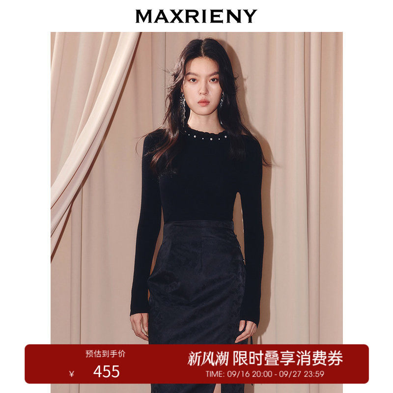 【奥莱】MAXRIENY赫本风套头毛针织衫亲肤长袖上衣女打底衫图片