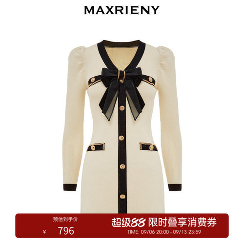 奥莱千金风蝴蝶结复古MaxRieny