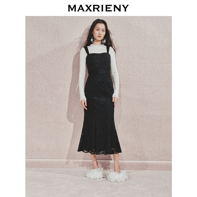 复古宫延绣花连衣裙